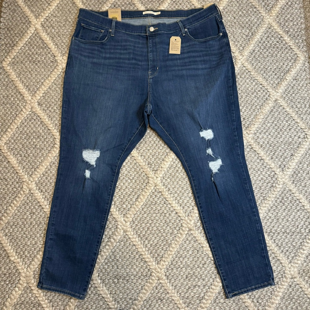 NWT! Levi’s 721 High-Rise Ripped Skinny Blue Hypersoft Jeans Women’s Size 24W